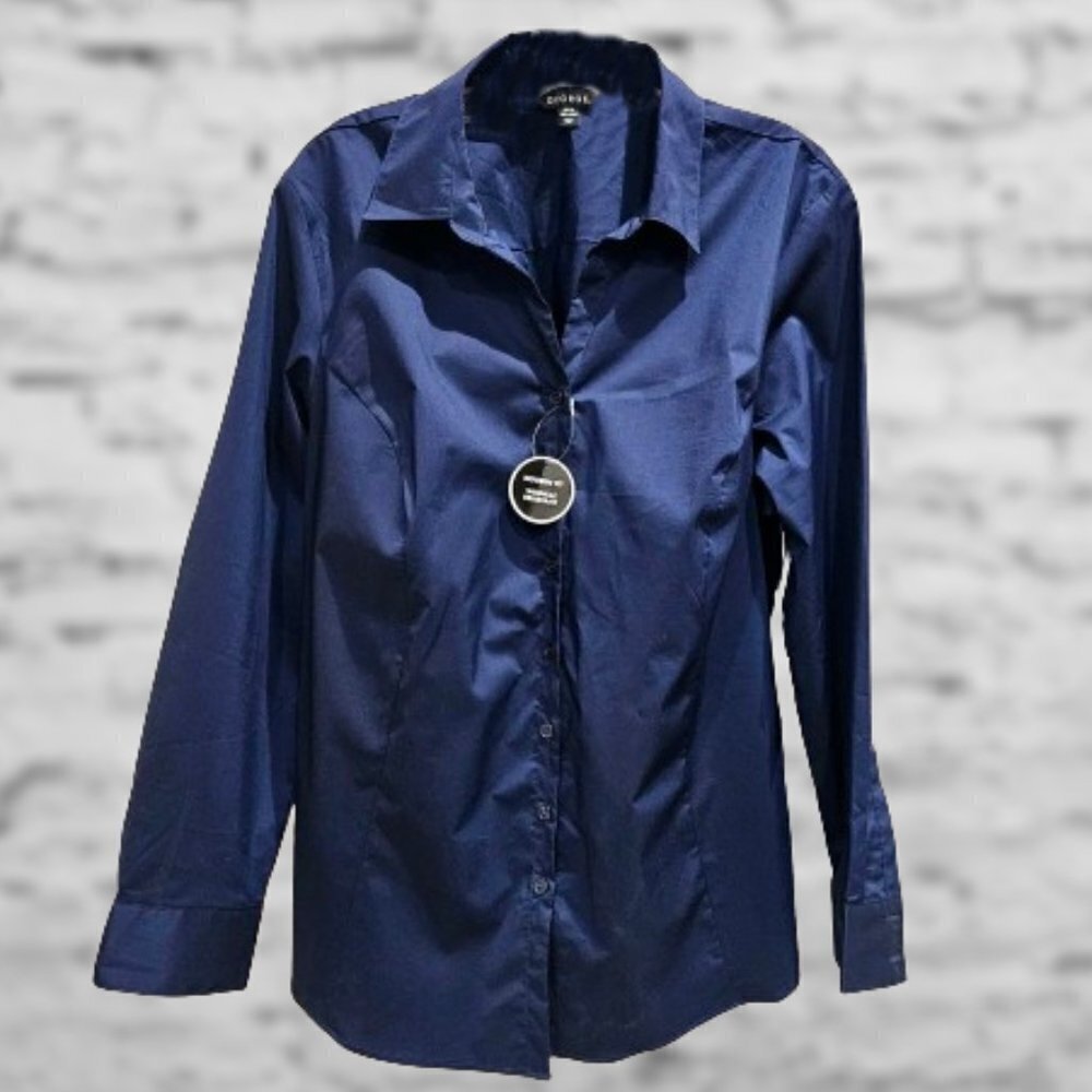 NWT George Long Sleeve Sapphire Blue Collared Shirt - 2X